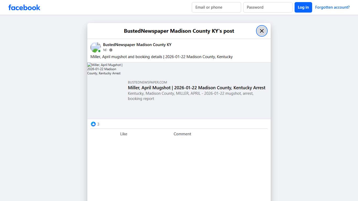 Miller, April mugshot... - BustedNewspaper Madison County KY Facebook